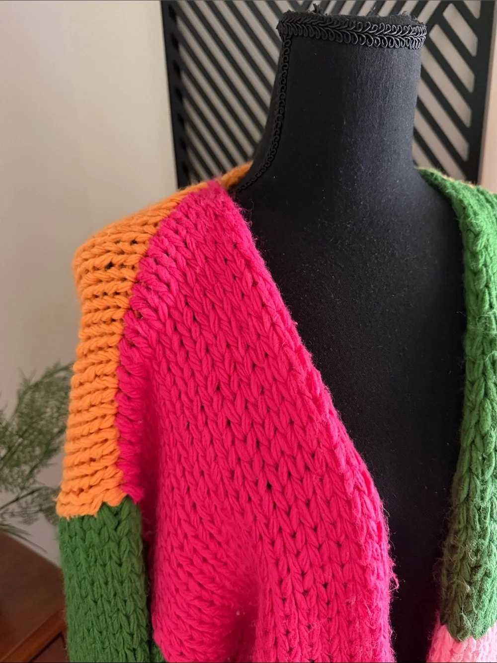 POL Multicolor block chunky knit cardigan large - Picture 2 of 13